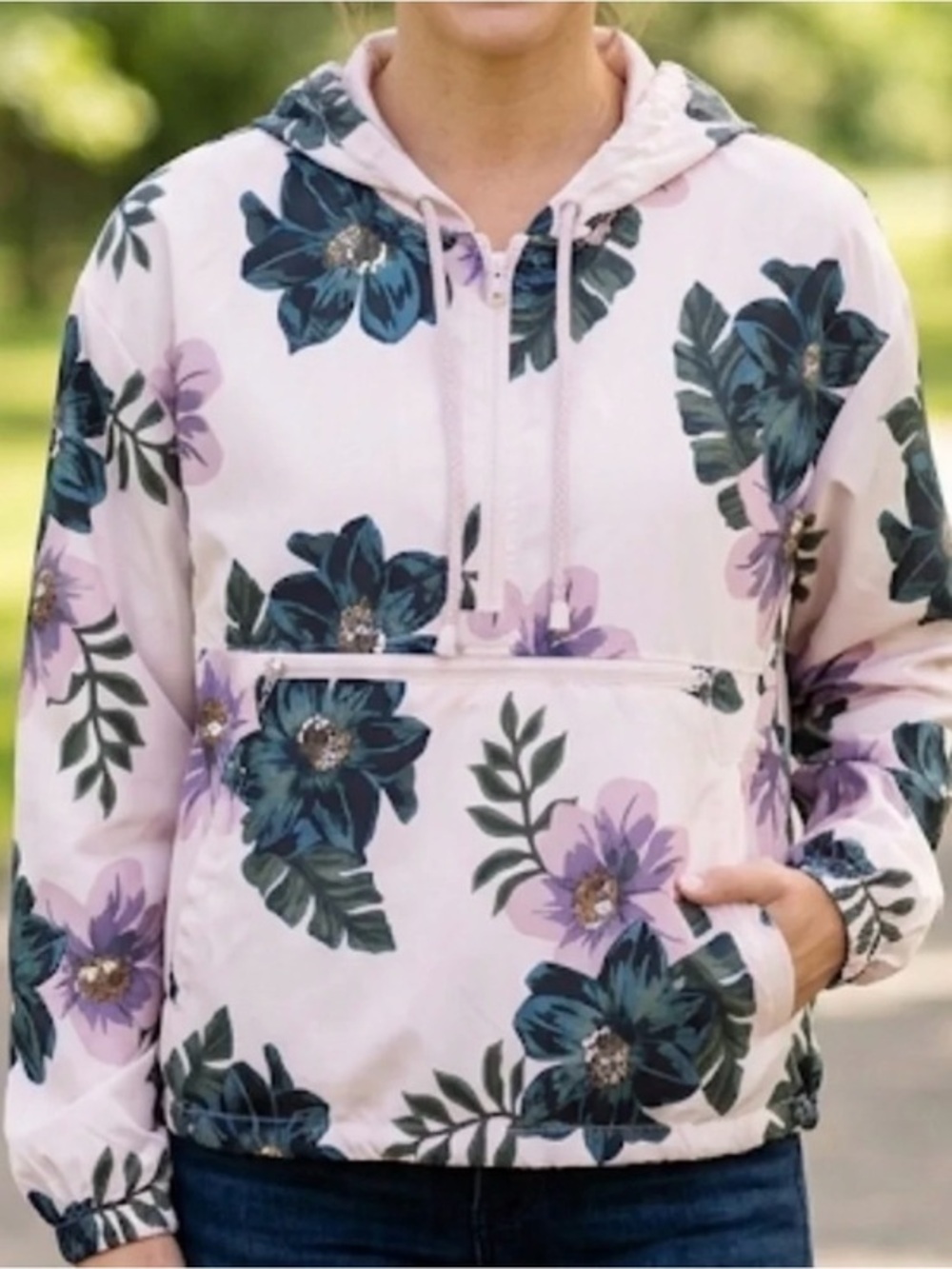 THREAD & SUPPLY L  Tyrell Floral Print 1/4 Zip Windbreaker jacket